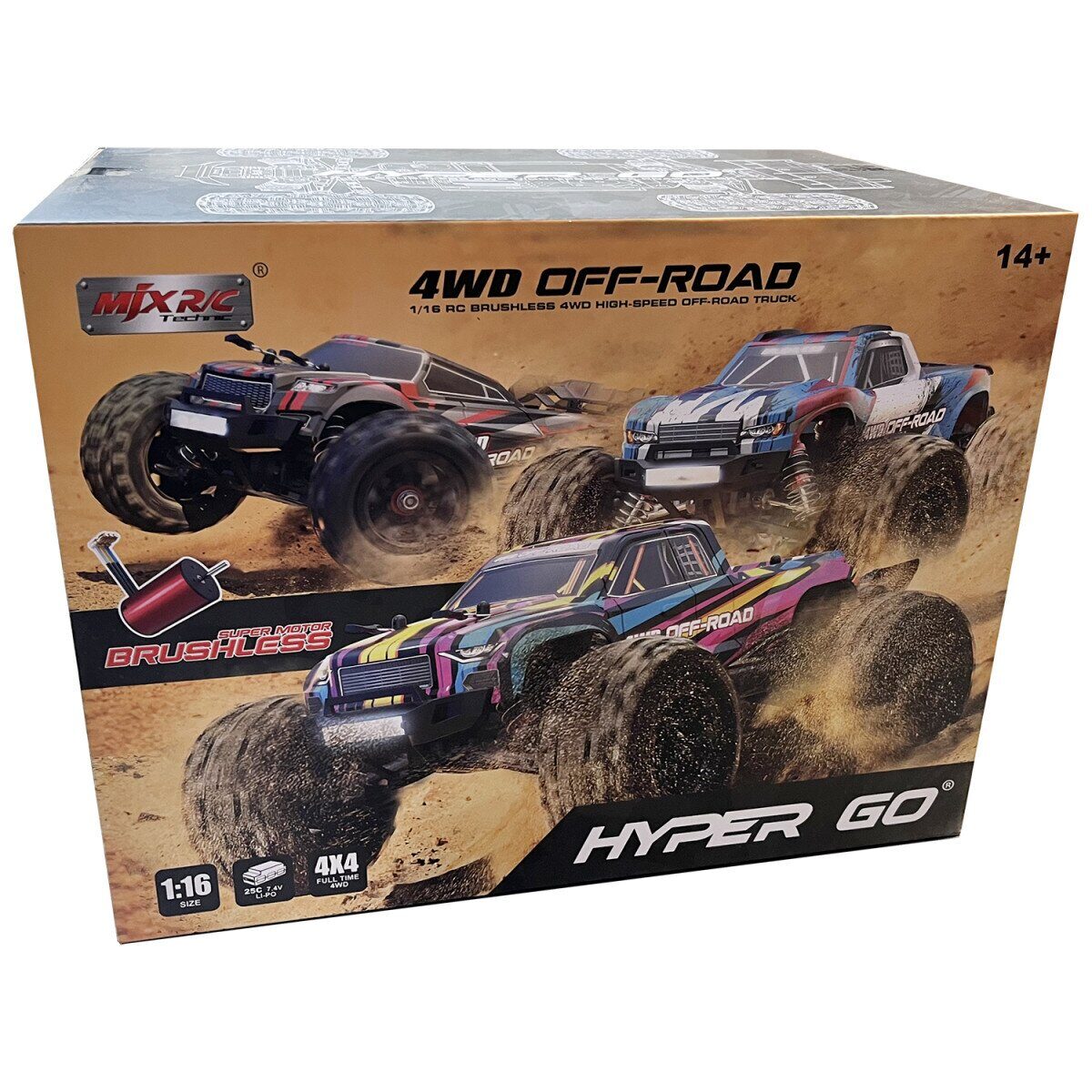 Радиоуправляемый внедорожник MJX Hyper Go 4WD Brushless Truggy 1:16 -  MJX-16210-RED